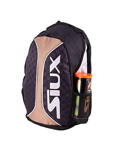 Mochila Siux Trail 2.0 + Bote de Pelotas Siux Match + Overgrip Pro X3 Naranja + Protector Transparente/Accesorios Padel para Hombre y Mujer/Pelotas Resistentes/Ideal para Todo Tipo de Palas (Gold)