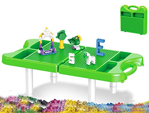 Modbrix Mesa de juegos con placa base y maletín infantil, incluye 230 bloques de sujeción, juguete de viaje
