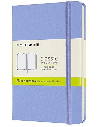 Moleskine - Cuaderno Clásico con Hojas en Blanco, Tapa Dura y Cierre con Goma Elástica, Tamaño de Bolsillo 9 x 14 cm, Color Azul Hortensia, 192 páginas