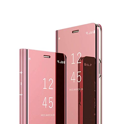 MRSTER Funda Compatible con Samsung Galaxy S6 Edge+ Carcasa Espejo Mirror Flip Caso Clear View Standing Cover Mirror PC + PU Cover Protectora Cubierta para Samsung Galaxy S6 Edge Plus