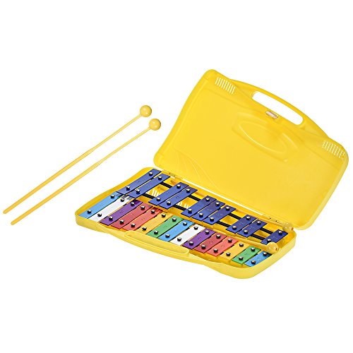 Muslady Colorido 25 Notas Glockenspiel Xilófono ritmo de percusión musical instrumento educativo juguete con 2 mazos de mano caso para bebés niños niños