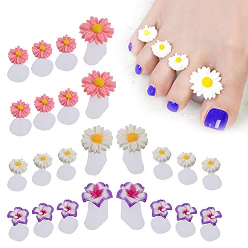 MWOOT 24 Piezas Separador para Dedos de Los Pies,Nail Art Silicona Separadores Del Dedo Divisor Manicura Pedicura Herramientas para Gel Polaco Revestimiento Pintura (Flores)