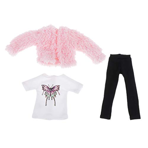 #N/A/a 1: 6 Abrigo Corto de Felpa Y Pantalones para Vestir a La Muñeca Blythe Ropa de Invierno - Rosado #N/A/a 1: 6 Abrigo Corto de Felpa Y Pantalones para Vestir a La Muñeca Blythe Ropa de Invierno - Rosado