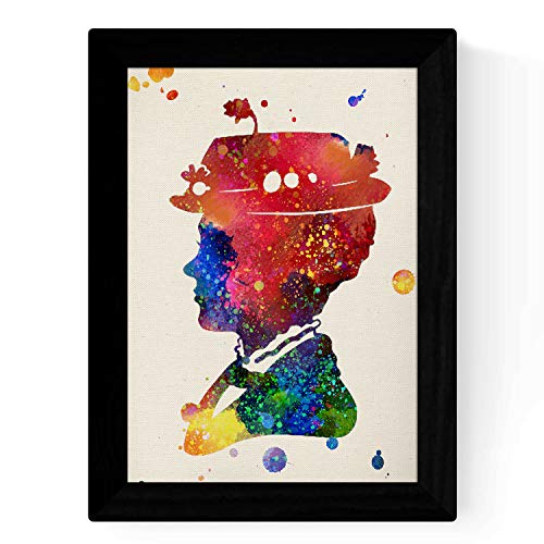Nacnic Lámina de la Famosa pelicula Mary Poppins (Perfil) en tamaño A4 Poster Estilo explosión de Color Papel 250 gr Marco