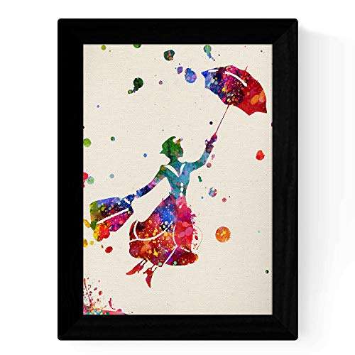 Nacnic Lámina de la Famosa pelicula Mary Poppins (Volando) en tamaño A3 Poster Estilo explosión de Color Papel 250 gr Marco