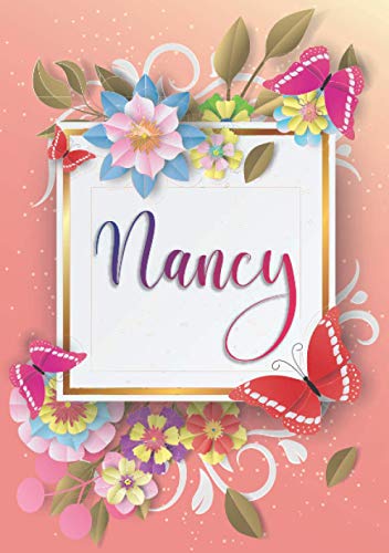 Nancy: Taccuino A5 | Nome personalizzato Nancy | Regalo di compleanno per moglie, mamma, sorella, figlia | Design: farfalla | 120 pagine a righe, piccolo formato A5 (14.8 x 21 cm)