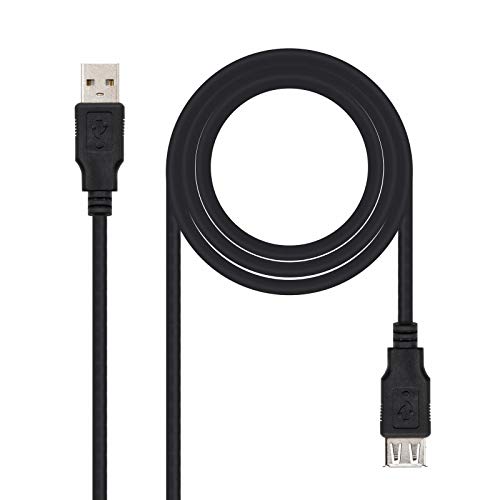 NanoCable 10.01.0203-BK - Cable prolongador USB 2.0, tipo A/M-A/H, macho-hembra, negro, 1.8mts