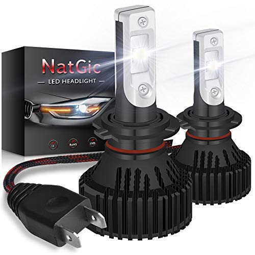 NATGIC H7 Bombillas de Faros LED Kit de Conversión 16000LM 16 XHP50 Chips Blanco Puro 6500K Hi/Lo Todo en uno Impermeable, CC 9-32V, 2 años de Garantía (Paquete de 2)
