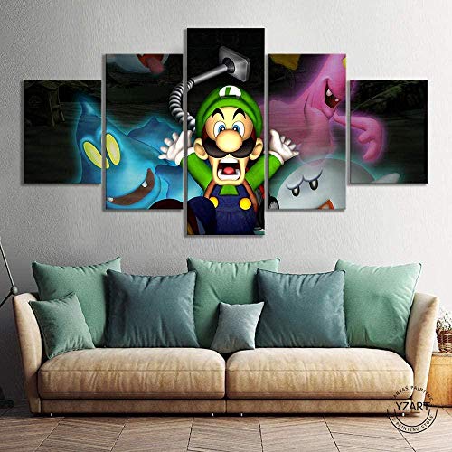 NC83 Videojuegos de Anime Art Mario Bros Picture Pinturas murales Luigis Mansion 3 Horror Game Poster Art Canvas Pinturas Wall Art 150x80cm (con Marco)