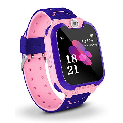 Niños Smart Watch Phone, La Musica Smartwatch para niños de 3-12 años Niñas con cámara Ranura para Tarjeta SIM Juego de Pantalla táctil Smartwatch Childrens Gift（Pink）