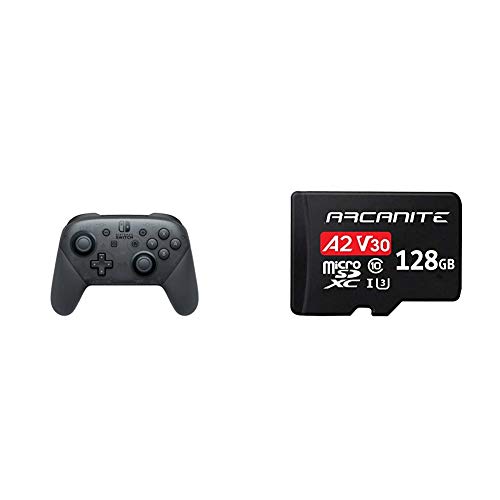 Nintendo Switch, Mando Pro Controller, Con Cable USB + ARCANITE, Tarjeta de memoria microSDXC de 128 GB con adaptador SD, A2, UHS-I U3, V30, 4K, C10, Micro SD, Velocidad de lectura de hasta 95 MB/s Nintendo Switch, Mando Pro Controller, Con Cable USB + ARCANITE, Tarjeta de memoria microSDXC de 128 GB con adaptador SD, A2, UHS-I U3, V30, 4K, C10, Micro SD, Velocidad de lectura de hasta 95 MB/s