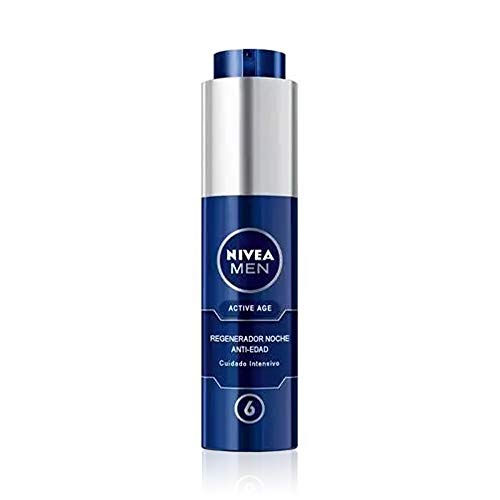 NIVEA MEN Active Age Regenerador Anti-edad Noche (1 x 50 ml), crema de noche para la piel madura del hombre, regenerador facial antiedad con 6 beneficios en 1 aplicación