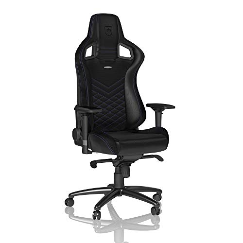 noblechairs Epic Silla de Gaming - Silla de Oficina - Silla de Escritorio - Reclinable a 135 ° - Cuero Sintético PU - 120 kg - Diseño de Asiento de Carreras - Negro/Azul