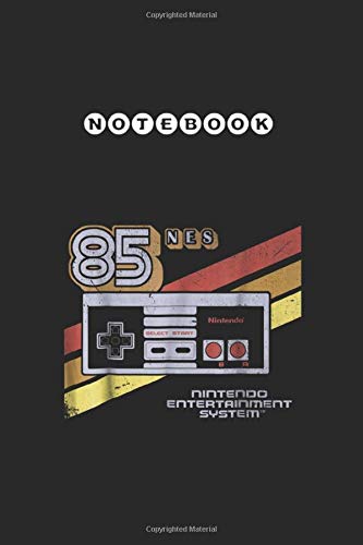 Notebook: Nintendo Nes Controller Retro Stripe 85 Graphic 105 pages Lined Pages White Paper Blank Journal Notebook with Black Cover Medium Size 6in x 9in Beer Gift Notebook
