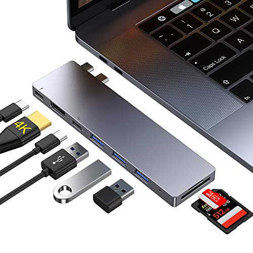 Ofima USB C Hub, Adaptador Macbook Pro, Adaptador USB-C Thunderbolt 3 100W PD, 4K HDMI, USB-C & USB-A 3.0, SD/Micro SD Card Reader, Hub para MacBook Pro 2016-2020, 13/15/16", MacBook Air 2018-2020