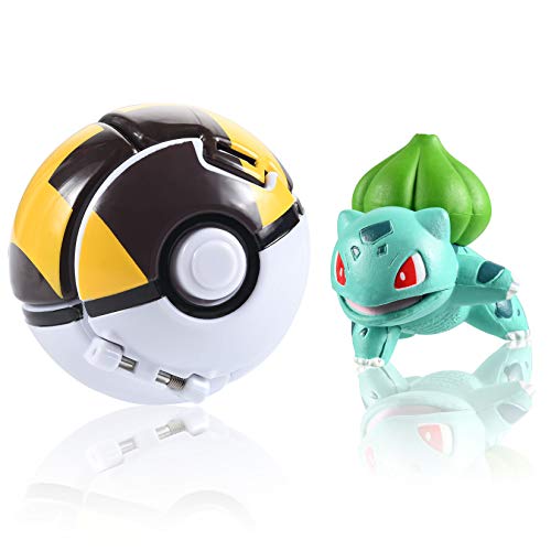 OMZGXGOD Poké Bolas Pokéball, Pokemon Figuras with Throw Pop Poké Ball Toy Set para Niños y Adultos Celebración de Fiestas Divertido Juego de Juguete de Regalo (Bulbasaur)