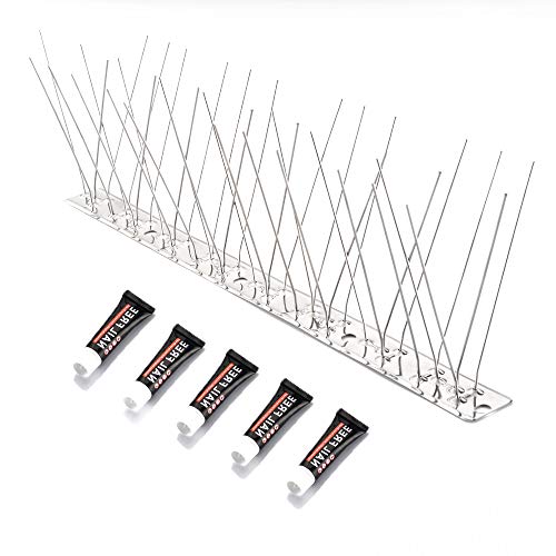 ONECE 3 Metros Pinchos Antipalomas en Acero Inoxidable Sistema Antipájaros, 10 Piezas de 30 cm, Kit de Puas Anti-Palomas, gorriones, Cuervos - Contiene 5 Pegamento ONECE 3 Metros Pinchos Antipalomas en Acero Inoxidable Sistema Antipájaros, 10 Piezas de 30 cm, Kit de Puas Anti-Palomas, gorriones, Cuervos - Contiene 5 Pegamento