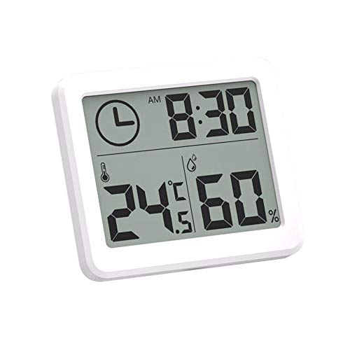 ONEVER Estación meteorológica Termómetro Interior Higrómetro Digital LCD C/F Temperatura Humedad Medidor Reloj Despertador -10-70C