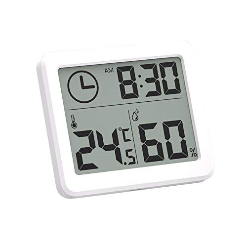 ONEVER Estación meteorológica Termómetro Interior Higrómetro Digital LCD C/F Temperatura Humedad Medidor Reloj Despertador -10-70C ONEVER Estación meteorológica Termómetro Interior Higrómetro Digital LCD C/F Temperatura Humedad Medidor Reloj Despertador -10-70C