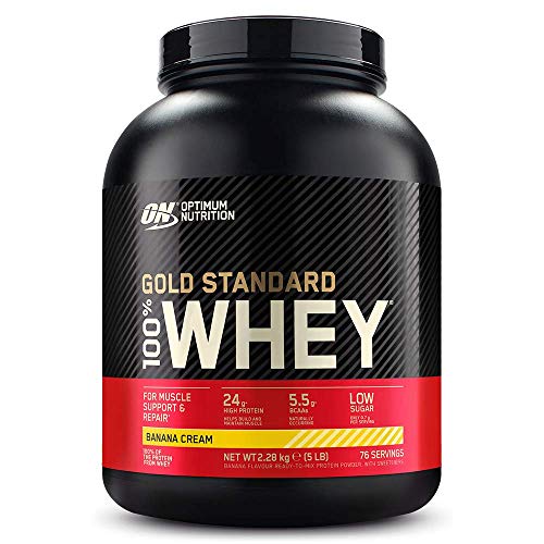 Optimum Nutrition ON Gold Standard 100% Whey Proteína en Polvo Suplementos Deportivos, Glutamina y Aminoacidos, BCAA, Crema de Plátano, 76 Porciones, 2.28kg, Embalaje Puede Variar Optimum Nutrition ON Gold Standard 100% Whey Proteína en Polvo Suplementos Deportivos, Glutamina y Aminoacidos, BCAA, Crema de Plátano, 76 Porciones, 2.28kg, Embalaje Puede Variar