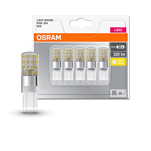 Osram Star - Lámpara LED (2,6 W, G9, A++, 320 lm, Blanco cálido), Paquete de 5