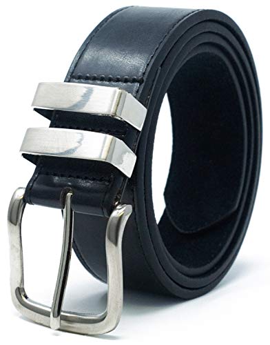 Ossi 38mm cinturón piel con refuerzo negro (tamaños 112cm - 122cm)