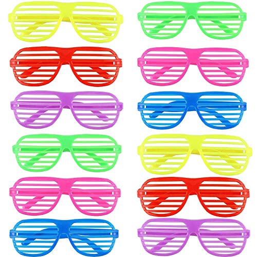 Ouinne 12 Pares Fiesta Gafas, Juguete Gafas de Sol Disfraz Diversión Gafas de Persiana - 6 Colores