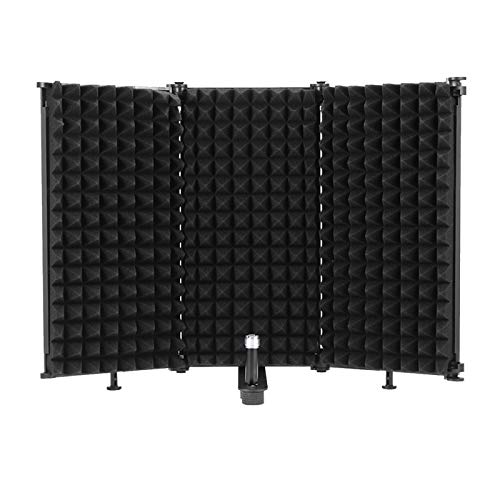 OurLeeme Escudo de aislamiento de micrófono, Panel de grabación vocal con absorción de sonido plegable Reflector de espuma con absorción de sonido para equipos de grabación