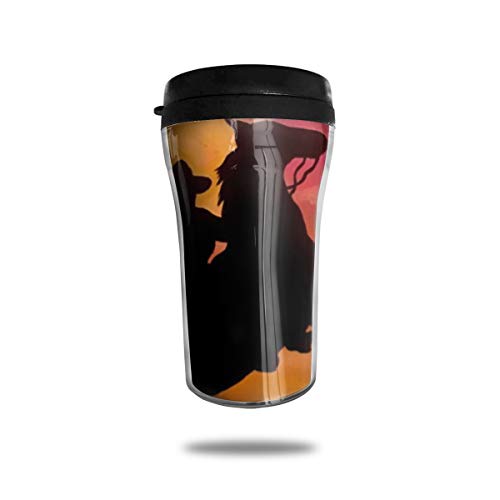 OUYouDeFangA Silhouette of Cowboy Riders In Sunset - Taza de café con Tapa (250 ml), diseño de Silueta de Vaquero