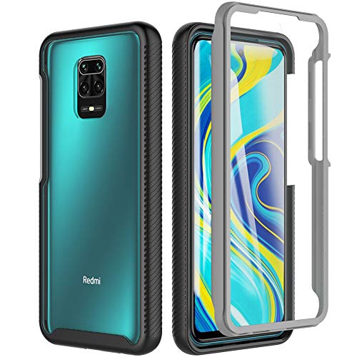 OWKEY Funda Xiaomi Redmi Note 9S/Note 9 Pro Carcasa Completa Transparente 360 Case Antigolpes + Protector Pantalla Integrado para Xiaomi Redmi Note 9S/Note 9 Pro 6.67 "/2020 (Negro+Transparente)