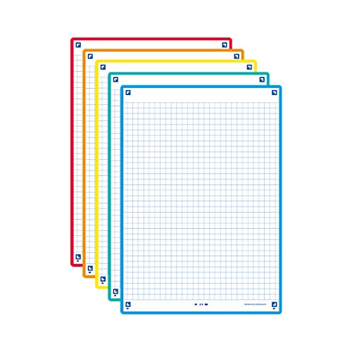 OXFORD Fichas de revisión A5 2.0 Paquete de 50 unidades, 5 colores de recuadro, Cuadrícula 5x5
