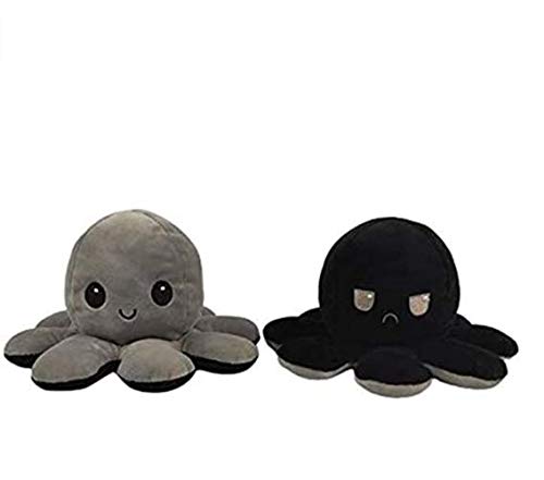 Pandiui23 Peluche de Pulpo Reversible, Bonitos Juguetes de Peluche muñeco de Doble Cara el Pulpo Reversible Original de Felpa Bonitos Juguetes de Peluche Niños (Negro)