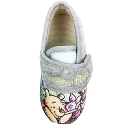 Pantuflas para niños Winnie The Pooh, color gris, para interiores, suela con agarre UK5-10, color Gris, talla 27 EU