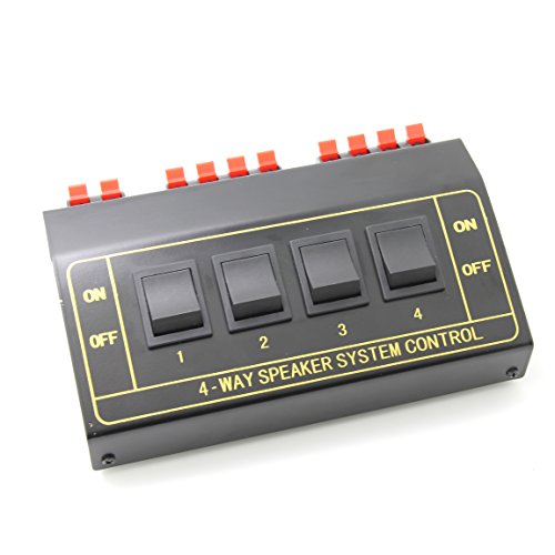 Par de 4 Vías Selector de Altavoces Estéreo Selector Caja de Interruptores Divisor