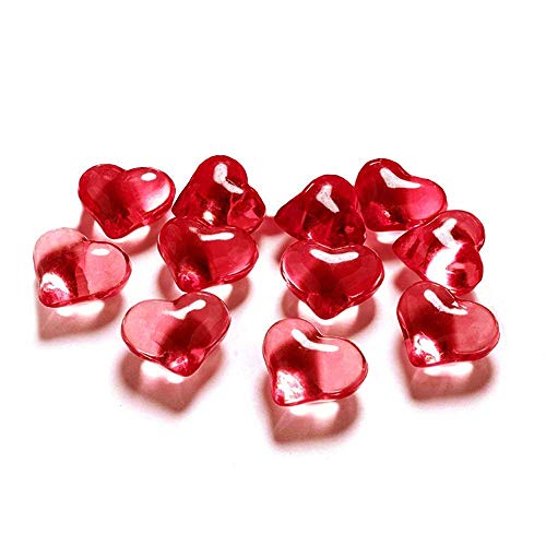 PartyDeco AH2-21-007-KARTON - 30 cristales de PVC con forma de corazón, rojo