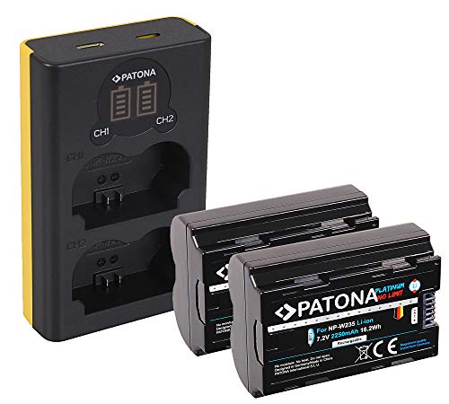 PATONA Cargador Doble LCD USB con 2X NP-W235 Platinum Batería Compatible con Fuji Fujifilm X-T4