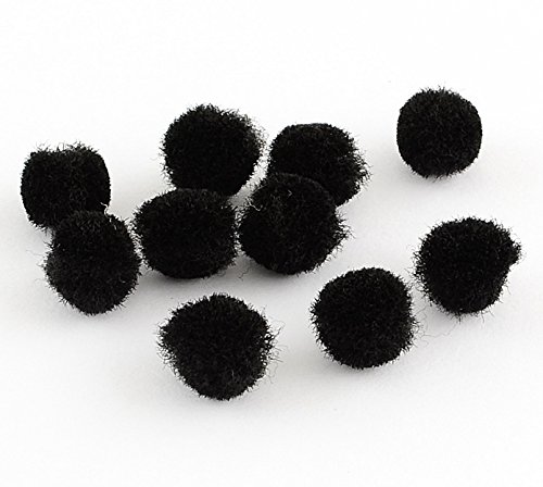Perlin - Pompones de 25 mm, color negro, 100 unidades, para costura, manualidades, bordes, bolas de peluche esponjosas para manualidades creativas y divertidas DEK74 x5.
