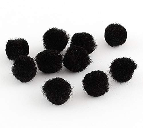 Perlin - Pompones de 30 mm, color negro, 100 unidades, para costura, manualidades, bordes, bolas de peluche esponjosas para manualidades creativas y divertidas DEK87 x5.