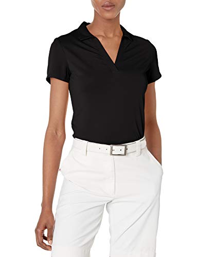PGA TOUR Women's Airflux Short Sleeve Polo, Caviar, Plus Size 2X
