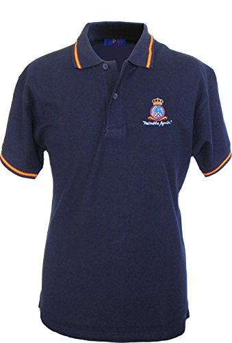 Pi2010 – Polo Patrulla Águila para Hombre, Color Marino, Bandera España en Cuello y Mangas, 100% algodón Talla XL