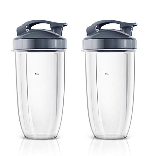 Piezas de repuesto para Nutribullet, juego de accesorios, 2 unidades de 32 onzas de taza + 2 tapas Flip Top To-go accesorios de repuesto compatibles con la batidora NUTRIBULLET 600 W 900 W