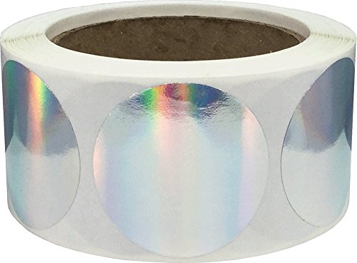 Plata Pegatinas de Círculos Holográficos, 51 mm 2 Pulgadas Etiquetas de Puntos 500 Paquete