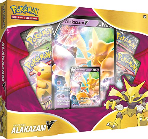 Pokémon - Estuche Alakazam 4 Boosters - Juego de Cartas coleccionables