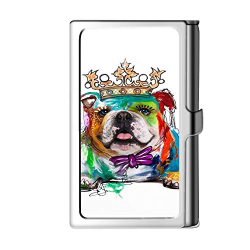 Porta tarjeta de visita con diseño astillado, caja de crédito con nombre de monedero de acero inoxidable para hombres y mujeres-Perro