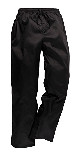 Portwest C070 - Pantalones con cordón Chef, color Negro, talla Large
