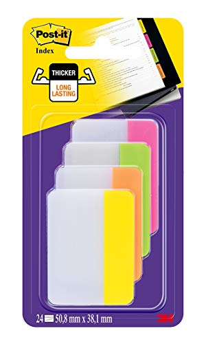 Post-it 686- PLOY Index Strong - Banderitas separadoras (4 colores x 6 unidades, 50,8 x 38 mm), color rosa, verde, naranja y amarillo Post-it 686- PLOY Index Strong - Banderitas separadoras (4 colores x 6 unidades, 50,8 x 38 mm), color rosa, verde, naranja y amarillo