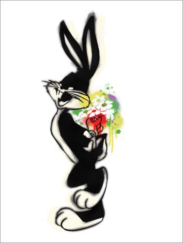 Póster 70 x 90 cm: Bugs Bunny - Stencil Flowers de Warner Bros. Entertainment GmbH - impresión artística, Nuevo póster artístico