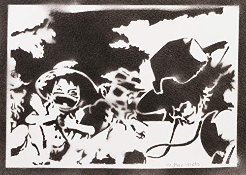 Poster One Piece Luffy Ace y Sabo Grafiti Hecho a Mano - Handmade Street Art - Artwork