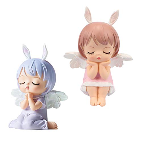 PRETYZOOM - Figura decorativa de ángel para niña, diseño de ángel de niña, 2 unidades