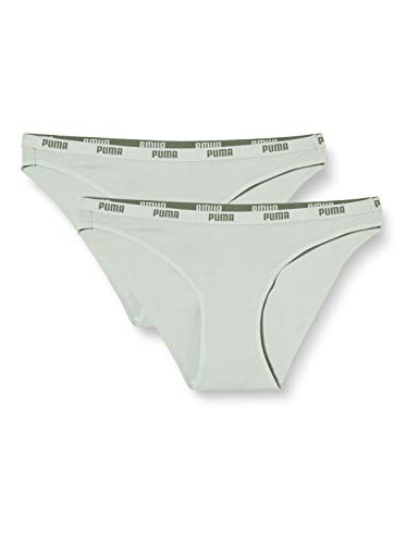 PUMA Iconic Women's Bikini Underwear (2 Pack) Parte Interior, Verde, L (Pack de 2) para Mujer